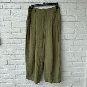 Anthropologie Women's Size 4 Green Wide-Leg Pants Casual Elastic Waist
